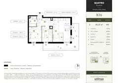 3 pokoje, mieszkanie 50,27 m², piętro 2, oferta nr B36, QUATTRO Ursynów, Warszawa, Ursynów, Wyczółki, ul. Wyczółki 54, 56