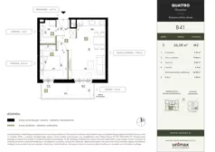 2 pokoje, mieszkanie 36,08 m², piętro 3, oferta nr B41, QUATTRO Ursynów, Warszawa, Ursynów, Wyczółki, ul. Wyczółki 54, 56