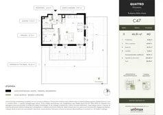 2 pokoje, mieszkanie 46,81 m², parter, oferta nr C47, QUATTRO Ursynów, Warszawa, Ursynów, Wyczółki, ul. Wyczółki 54, 56