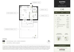 2 pokoje, mieszkanie 41,54 m², parter, oferta nr C48, QUATTRO Ursynów, Warszawa, Ursynów, Wyczółki, ul. Wyczółki 54, 56