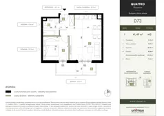 2 pokoje, mieszkanie 41,49 m², piętro 1, oferta nr D73, QUATTRO Ursynów, Warszawa, Ursynów, Wyczółki, ul. Wyczółki 54, 56