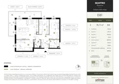 4 pokoje, mieszkanie 76,11 m², piętro 2, oferta nr D81, QUATTRO Ursynów, Warszawa, Ursynów, Wyczółki, ul. Wyczółki 54, 56