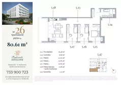 4 pokoje, apartament 80,61 m², piętro 4, oferta nr 26, Jeziorna 18, Ełk, Szyba, ul. Jeziorna 18