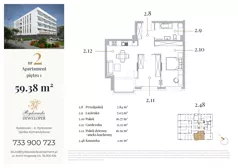 2 pokoje, apartament 59,38 m², piętro 1, oferta nr 2, Jeziorna 18, Ełk, Szyba, ul. Jeziorna 18