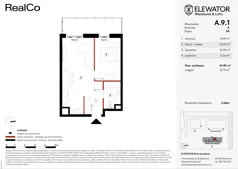 2 pokoje, mieszkanie 41,49 m², piętro 9, oferta nr A.9.1, ELEWATOR. Mieszkania&Lofty - mieszkania, Wrocław, Kleczków, Psie Pole, Rychtalska/Zakładowa