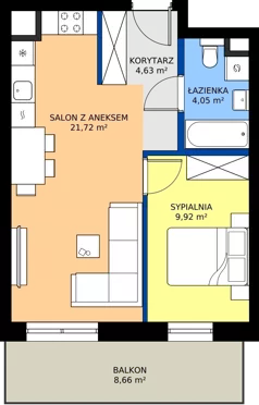 2 pokoje, mieszkanie 40,32 m², piętro 1, oferta nr A.1.6, ELEWATOR. Mieszkania&Lofty - mieszkania, Wrocław, Kleczków, Psie Pole, Rychtalska/Zakładowa