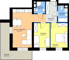 3 pokoje, mieszkanie 58,71 m², piętro 1, oferta nr A.1.10, ELEWATOR. Mieszkania&Lofty - mieszkania, Wrocław, Kleczków, Psie Pole, Rychtalska/Zakładowa