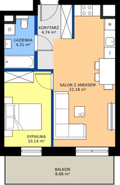 2 pokoje, apartament 42,13 m², piętro 6, oferta nr A.6.9, ELEWATOR. Mieszkania&Lofty - mieszkania, Wrocław, Kleczków, Psie Pole, Rychtalska/Zakładowa