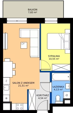 2 pokoje, mieszkanie 41,49 m², piętro 6, oferta nr A.6.1, ELEWATOR. Mieszkania&Lofty - mieszkania, Wrocław, Kleczków, Psie Pole, Rychtalska/Zakładowa