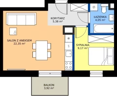 2 pokoje, mieszkanie 40,95 m², piętro 1, oferta nr B.1.5, ELEWATOR. Mieszkania&Lofty - mieszkania, Wrocław, Kleczków, Psie Pole, Rychtalska/Zakładowa