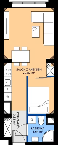 1 pokój, mieszkanie 36,98 m², piętro 5, oferta nr EZ.1.5.64, ELEWATOR. Mieszkania&Lofty - lofty, Wrocław, Kleczków, Psie Pole, Rychtalska