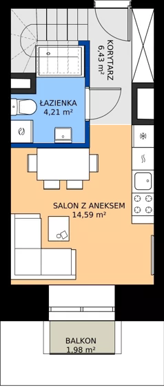 2 pokoje, mieszkanie 42,11 m², piętro 8, oferta nr EZ.1.8.94, ELEWATOR. Mieszkania&Lofty - lofty, Wrocław, Kleczków, Psie Pole, Rychtalska