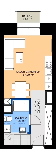 2 pokoje, mieszkanie 48,58 m², piętro 8, oferta nr EZ.2.8.89, ELEWATOR. Mieszkania&Lofty - lofty, Wrocław, Kleczków, Psie Pole, Rychtalska