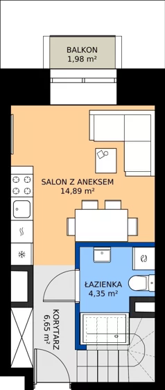 2 pokoje, apartament 42,93 m², piętro 8, oferta nr EZ.1.8.102, ELEWATOR. Mieszkania&Lofty - lofty, Wrocław, Kleczków, Psie Pole, Rychtalska
