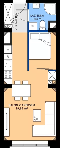 1 pokój, mieszkanie 36,84 m², piętro 3, oferta nr EZ.2.3.27, ELEWATOR. Mieszkania&Lofty - lofty, Wrocław, Kleczków, Psie Pole, Rychtalska