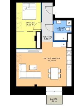 2 pokoje, mieszkanie 45,42 m², piętro 8, oferta nr EZ.1.8.93, ELEWATOR. Mieszkania&Lofty - lofty, Wrocław, Kleczków, Psie Pole, Rychtalska 