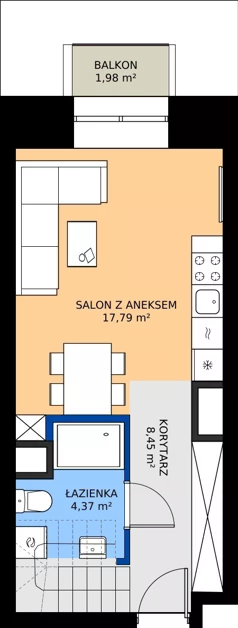 2 pokoje, mieszkanie 48,03 m², piętro 8, oferta nr EZ.1.8.99, ELEWATOR. Mieszkania&Lofty - lofty, Wrocław, Kleczków, Psie Pole, Rychtalska