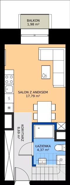 2 pokoje, mieszkanie 48,29 m², piętro 8, oferta nr EZ.1.8.100, ELEWATOR. Mieszkania&Lofty - lofty, Wrocław, Kleczków, Psie Pole, Rychtalska