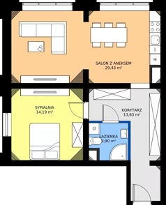 2 pokoje, mieszkanie 61,15 m², piętro 2, oferta nr EZ.1.2.14, ELEWATOR. Mieszkania&Lofty - lofty, Wrocław, Kleczków, Psie Pole, Rychtalska 