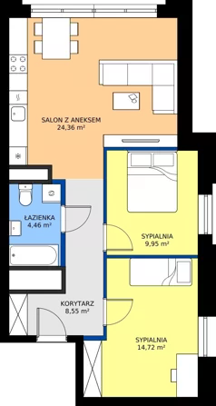 3 pokoje, mieszkanie 62,03 m², piętro 2, oferta nr EZ.2.2.9, ELEWATOR. Mieszkania&Lofty - lofty, Wrocław, Kleczków, Psie Pole, Rychtalska 