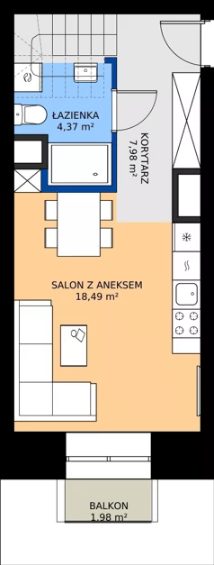 2 pokoje, mieszkanie 47,13 m², piętro 8, oferta nr EZ.2.8.84, ELEWATOR. Mieszkania&Lofty - lofty, Wrocław, Kleczków, Psie Pole, Rychtalska