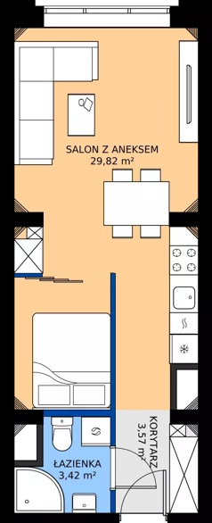 1 pokój, mieszkanie 37,10 m², piętro 1, oferta nr EZ.2.1.3, ELEWATOR. Mieszkania&Lofty - lofty, Wrocław, Kleczków, Psie Pole, Rychtalska