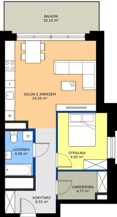 2 pokoje, mieszkanie 52,31 m², piętro 6, oferta nr EZ.2.6.57, ELEWATOR. Mieszkania&Lofty - lofty, Wrocław, Kleczków, Psie Pole, Rychtalska 
