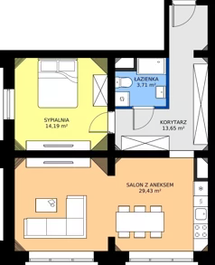 2 pokoje, mieszkanie 60,98 m², piętro 1, oferta nr EZ.1.1.3, ELEWATOR. Mieszkania&Lofty - lofty, Wrocław, Kleczków, Psie Pole, Rychtalska 