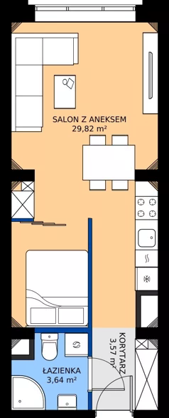 1 pokój, mieszkanie 37,56 m², piętro 5, oferta nr EZ.1.5.63, ELEWATOR. Mieszkania&Lofty - lofty, Wrocław, Kleczków, Psie Pole, Rychtalska