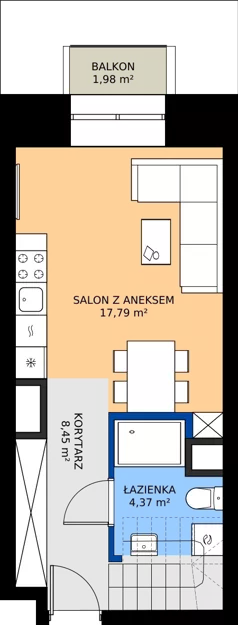 2 pokoje, mieszkanie 48,13 m², piętro 8, oferta nr EZ.2.8.88, ELEWATOR. Mieszkania&Lofty - lofty, Wrocław, Kleczków, Psie Pole, Rychtalska