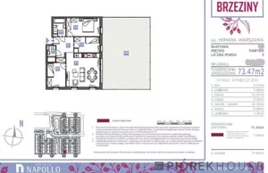 Mieszkanie czteropokojowe 73,50 m², Warszawa, Białołęka, Mariana Hemara, Sprzedaż