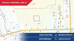 Działka 3 000,00 m², Piskórka, Jagodowa, Sprzedaż