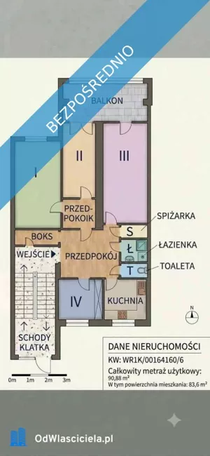 Mieszkanie czteropokojowe 83,00 m², Wrocław, Biskupin-Sępolno-Dąbie-Bartoszowice, Śródmieście, Nowowiejska 5, Sprzedaż