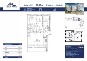 Mieszkanie czteropokojowe 84,81 m², Łomża, Akademicka, Sprzedaż