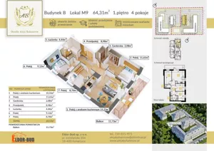 Mieszkanie czteropokojowe 64,31 m², Ostrów Mazowiecka, płk. Dyplomowanego Ludwika Bociańskiego, Sprzedaż