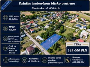 Działka 1 112,00 m², Kamionka, 600-lecia, Sprzedaż