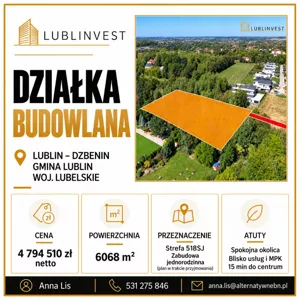 Działka 6 069,00 m², Lublin, Sławin, Sprzedaż
