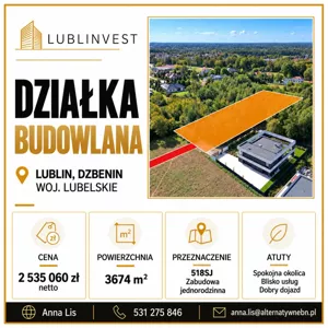 Działka 3 674,00 m², Lublin, Sławin, Sprzedaż