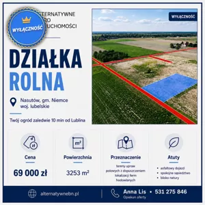 Działka 3 253,00 m², Niemce, Sprzedaż