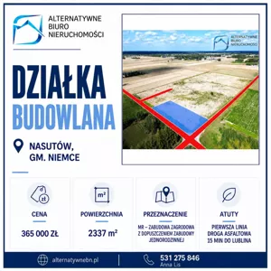 Działka 2 337,00 m², Niemce, Sprzedaż