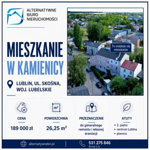 Mieszkanie jednopokojowe 26,25 m², Lublin, Sprzedaż