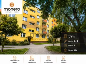 Mieszkanie czteropokojowe 59,00 m², Radom, Andrzeja Struga, Sprzedaż