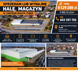 Magazyn 2 156,00 m², Turek, Ignacego Mościckiego, Sprzedaż