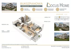 Mieszkanie dwupokojowe 55,00 m², Katowice, Piotrowice-Ochojec, Bukszpanowa, Sprzedaż