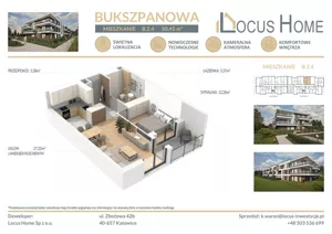 Mieszkanie dwupokojowe 50,00 m², Katowice, Piotrowice-Ochojec, Bukszpanowa, Sprzedaż