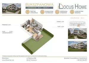 Mieszkanie dwupokojowe 48,00 m², Katowice, Piotrowice-Ochojec, Bukszpanowa, Sprzedaż