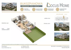 Mieszkanie dwupokojowe 54,00 m², Katowice, Piotrowice-Ochojec, Bukszpanowa, Sprzedaż