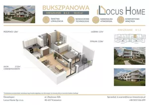 Mieszkanie dwupokojowe 50,00 m², Katowice, Piotrowice-Ochojec, Bukszpanowa, Sprzedaż