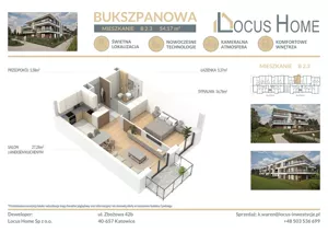 Mieszkanie dwupokojowe 54,00 m², Katowice, Piotrowice-Ochojec, Bukszpanowa, Sprzedaż