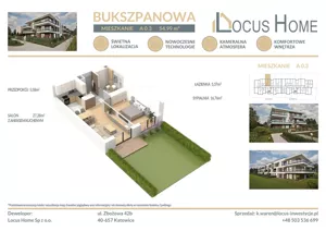 Mieszkanie dwupokojowe 55,00 m², Katowice, Piotrowice-Ochojec, Bukszpanowa, Sprzedaż